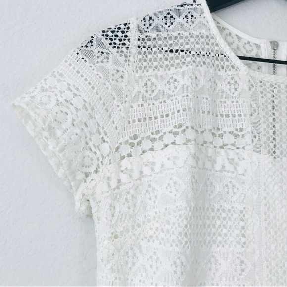 Parker Jewel Neck Eyelet Lace Bohemian Crochet Cocktail Bridal Dress - Picture 9 of 13